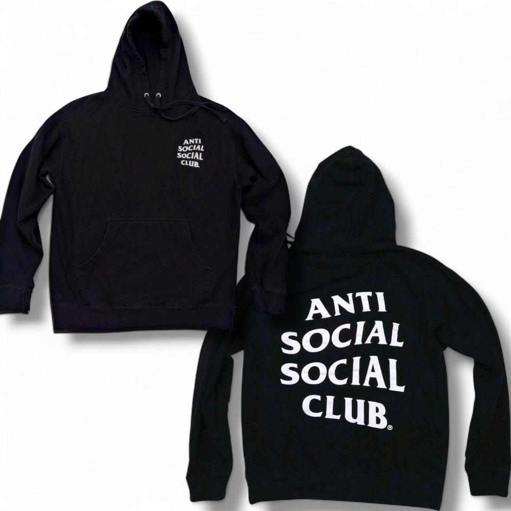 Anti Social Social Club Hoodie Mens M Black White Logo Streetwear ASSC Hoodie